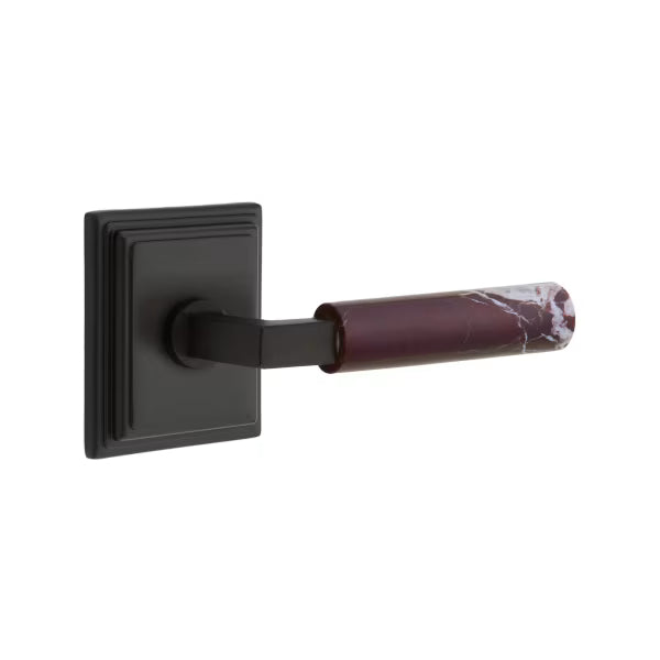 Emtek Rosso Levanto Marble Lever with Wilshire Rosette
