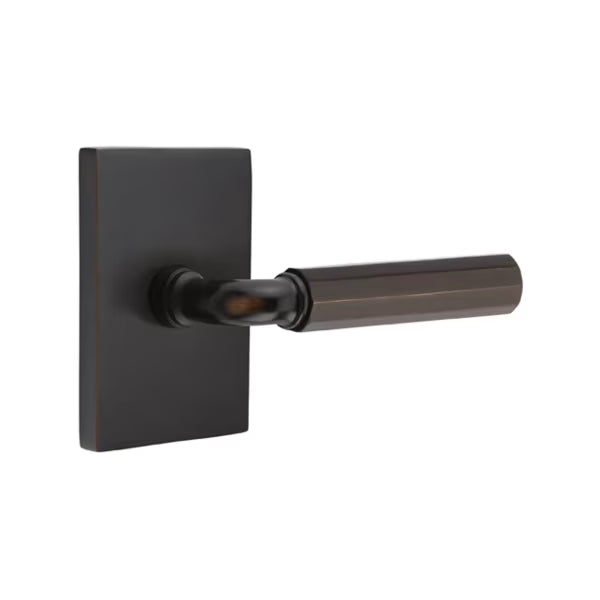 Emtek Hammered Lever with Modern Rectangular Rosette - R-Bar
