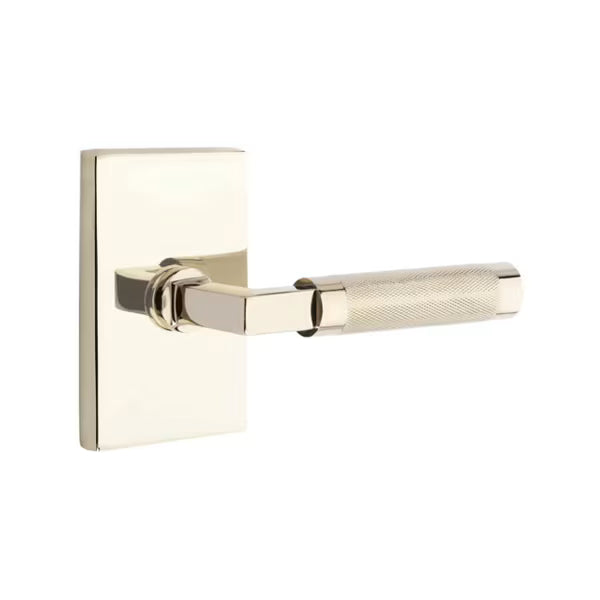 Emtek Knurled Lever with Modern Rectangular Rosette