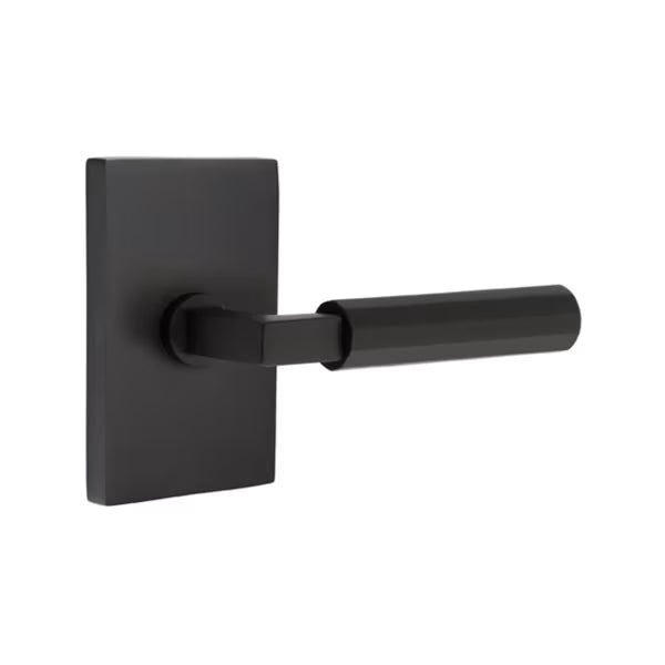 Emtek Faceted Lever with Modern Rectangular Rosette - L Square