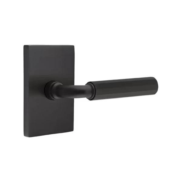 Emtek Faceted Lever with Modern Rectangular Rosette - R-Bar