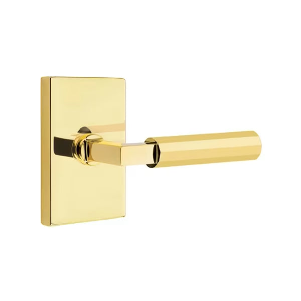 Emtek Faceted Lever with Modern Rectangular Rosette - L Square