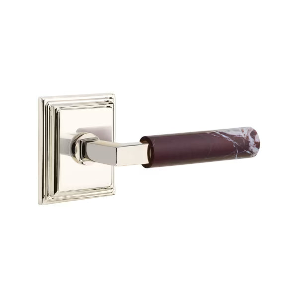 Emtek Rosso Levanto Marble Lever with Wilshire Rosette