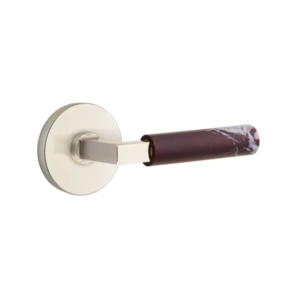 Emtek Rosso Levanto Marble Lever with Disk Rosette