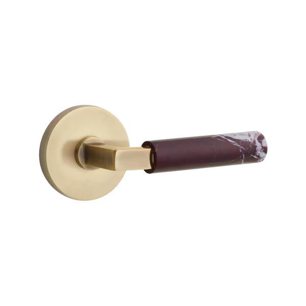 Emtek Rosso Levanto Marble Lever with Disk Rosette
