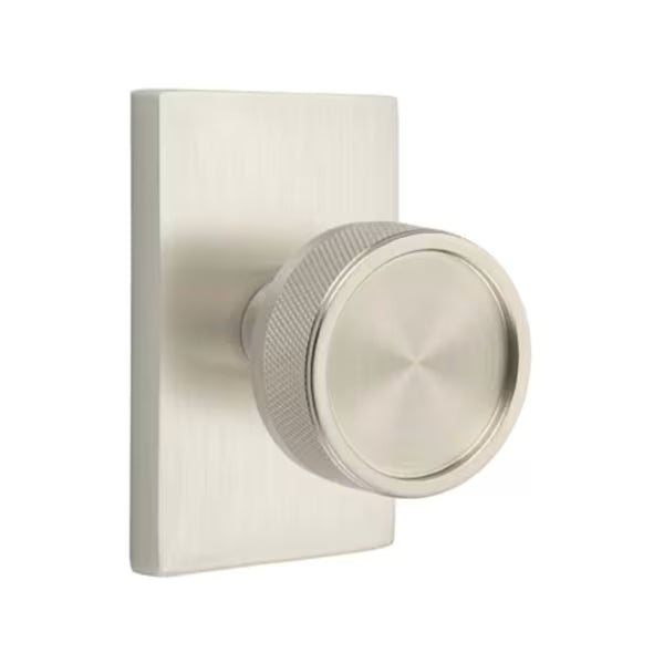 Emtek Knurled Knob with Modern Rectangular Rosette