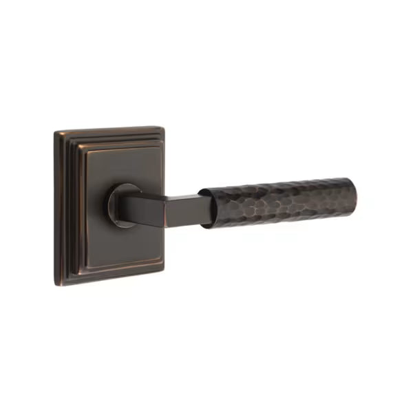Emtek Hammered Lever with Wilshire Rosette - L-Square