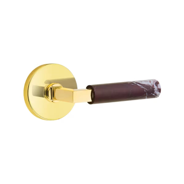 Emtek Rosso Levanto Marble Lever with Disk Rosette
