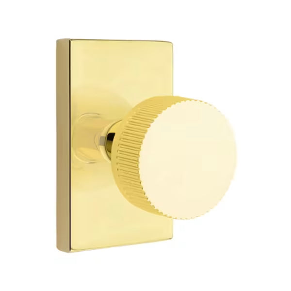 Emtek Conical Straight Knurled Knob Modern Rectangular Rosette