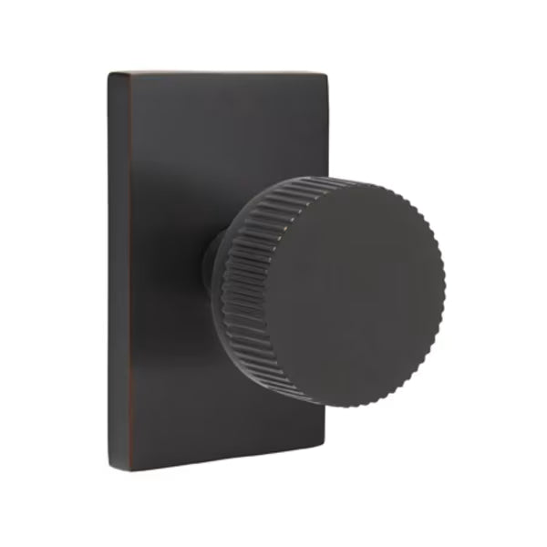 Emtek Conical Straight Knurled Knob Modern Rectangular Rosette