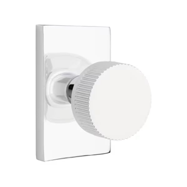 Emtek Conical Straight Knurled Knob Modern Rectangular Rosette