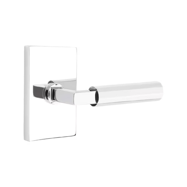 Emtek Faceted Lever with Modern Rectangular Rosette - L Square