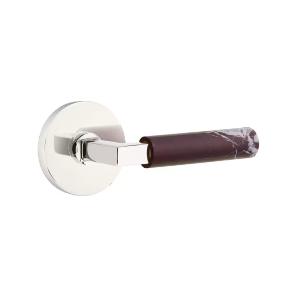 Emtek Rosso Levanto Marble Lever with Disk Rosette