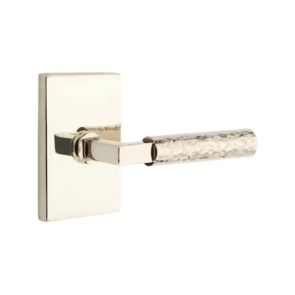 Emtek Hammered Lever with Modern Rectangular Rosette - L-Square