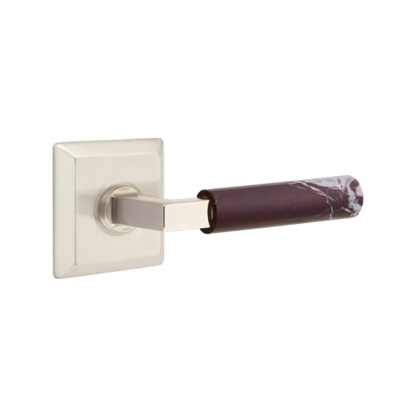 Emtek Rosso Levanto Marble Lever with Quincy Rosette