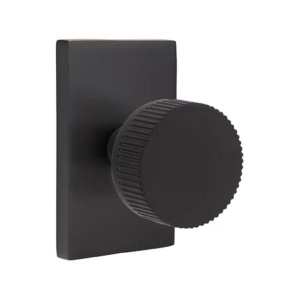 Emtek Conical Straight Knurled Knob Modern Rectangular Rosette