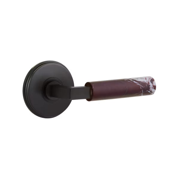 Emtek Rosso Levanto Marble Lever with Watford Rosette