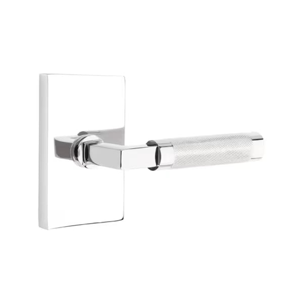 Emtek Knurled Lever with Modern Rectangular Rosette