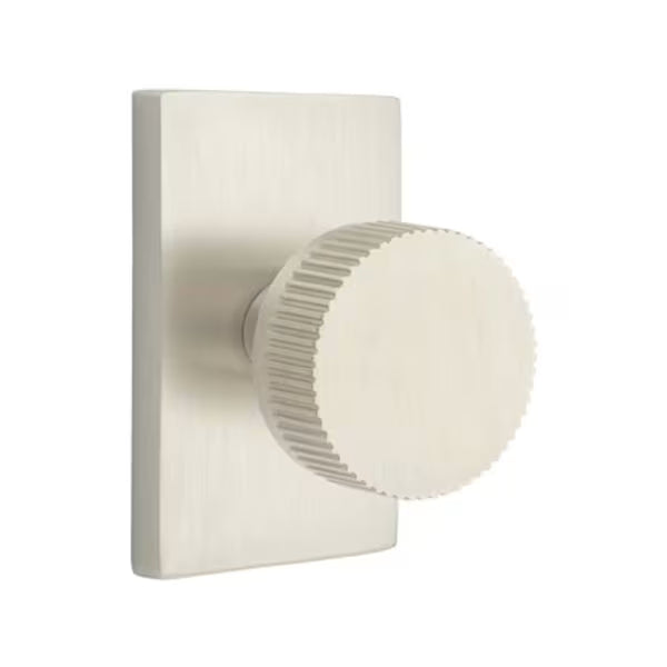 Emtek Conical Straight Knurled Knob Modern Rectangular Rosette