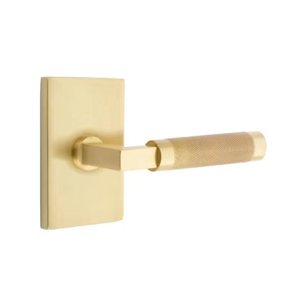 Emtek Knurled Lever with Modern Rectangular Rosette