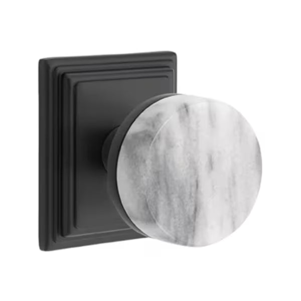 Emtek Conical White Marble Knob with Wilshire Rosette