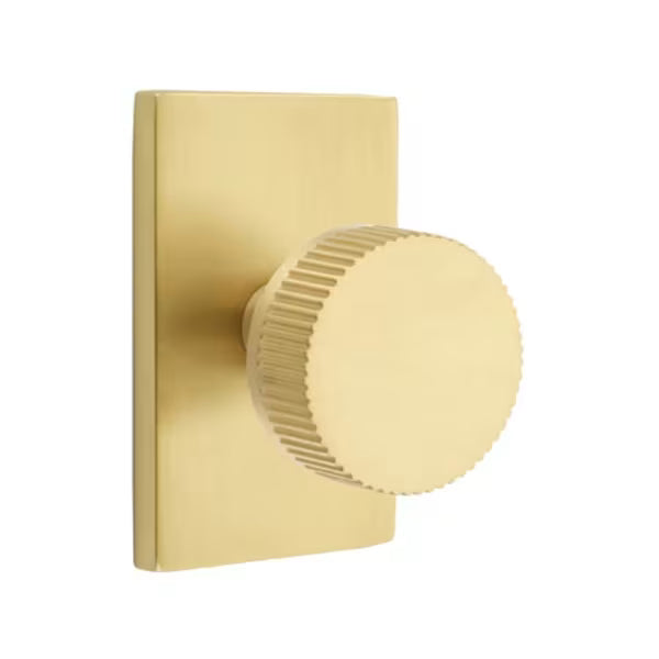 Emtek Conical Straight Knurled Knob Modern Rectangular Rosette