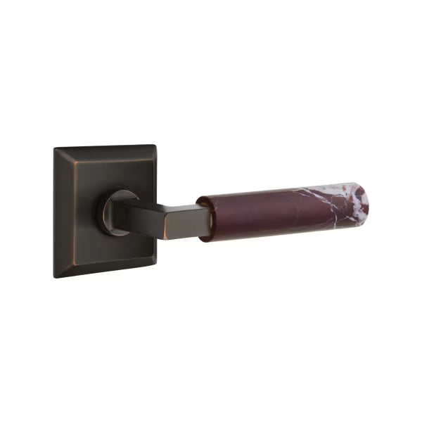 Emtek Rosso Levanto Marble Lever with Quincy Rosette