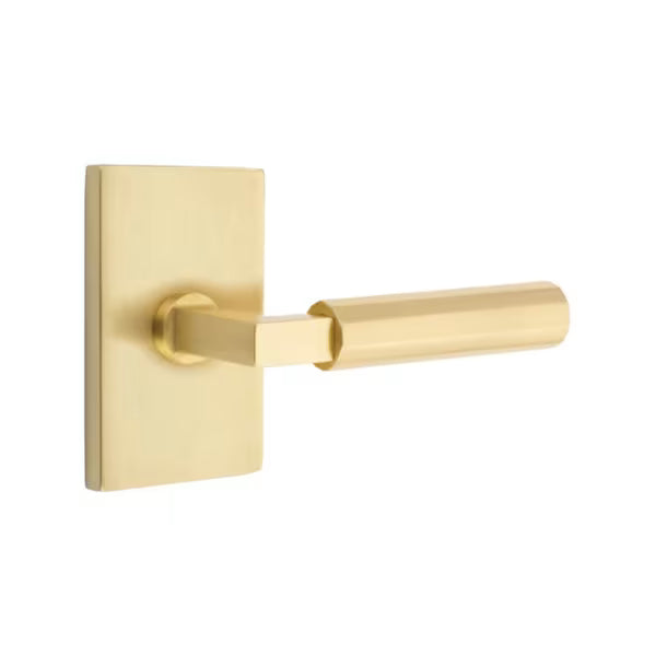 Emtek Faceted Lever with Modern Rectangular Rosette - L Square