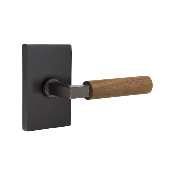 Emtek Dark Walnut Lever with Modern Rectangular Rosette