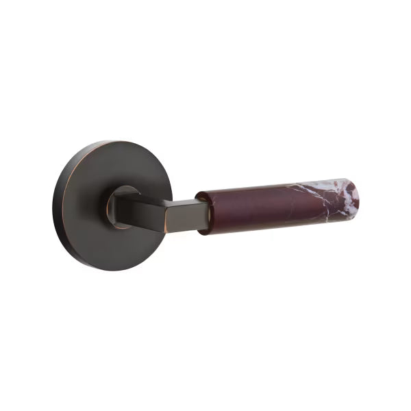 Emtek Rosso Levanto Marble Lever with Disk Rosette