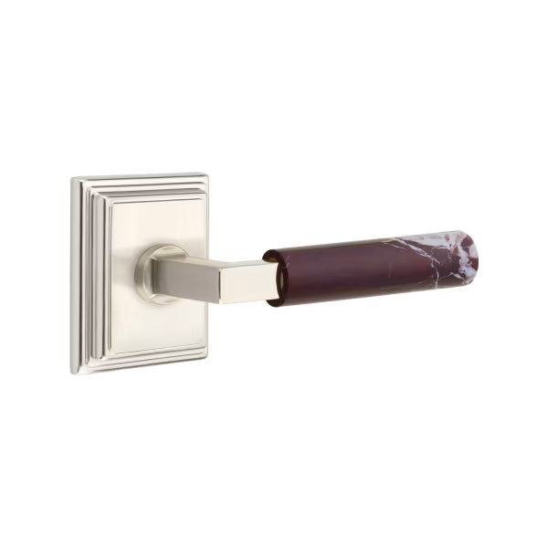 Emtek Rosso Levanto Marble Lever with Wilshire Rosette