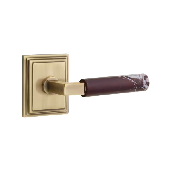 Emtek Rosso Levanto Marble Lever with Wilshire Rosette