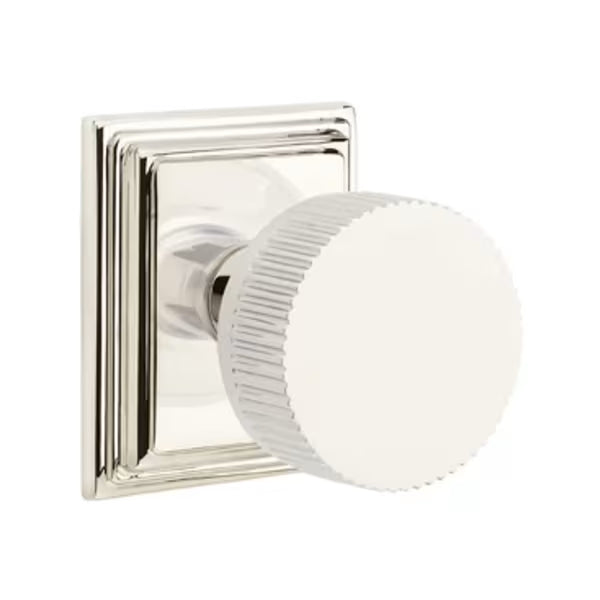 Emtek Conical Straight Knurled Knob Wilshire Rosette