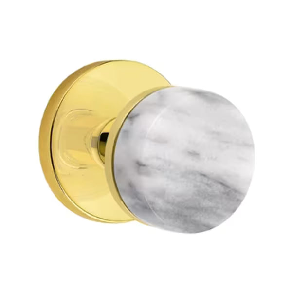 Emtek Conical White Marble Knob with Disk Rosette