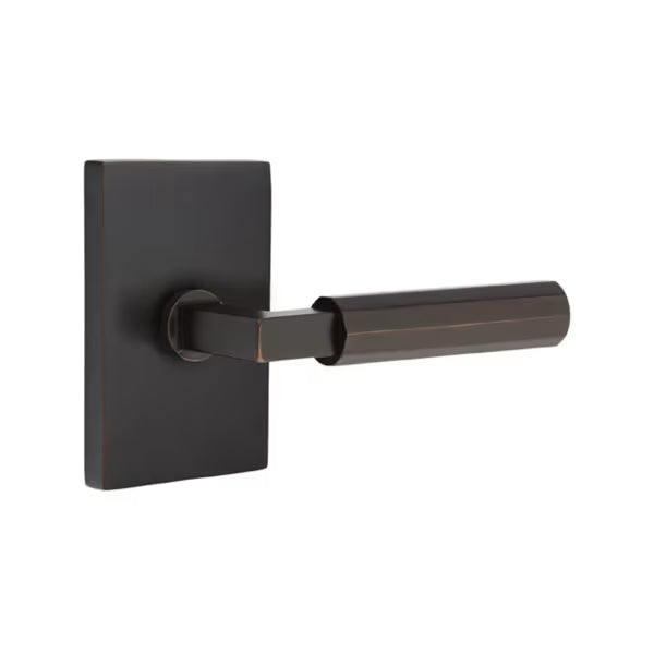 Emtek Faceted Lever with Modern Rectangular Rosette - L Square