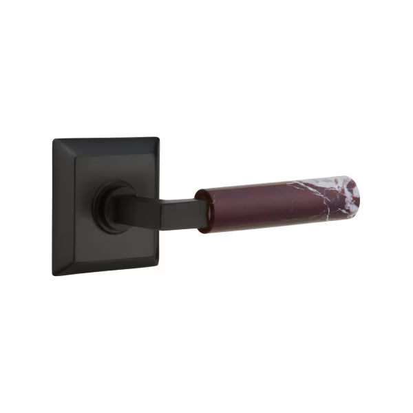 Emtek Rosso Levanto Marble Lever with Quincy Rosette