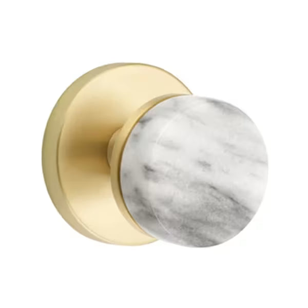 Emtek Conical White Marble Knob with Disk Rosette