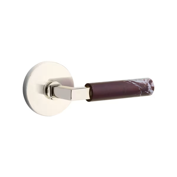 Emtek Rosso Levanto Marble Lever with Disk Rosette