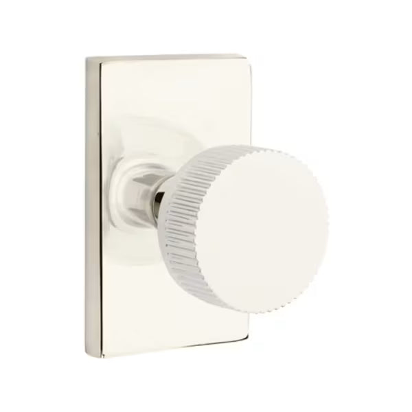 Emtek Conical Straight Knurled Knob Modern Rectangular Rosette