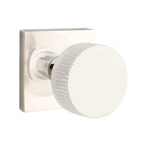 Emtek Conical Straight Knurled Knob Square Rosette