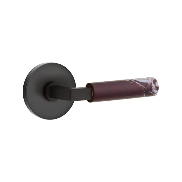 Emtek Rosso Levanto Marble Lever with Disk Rosette