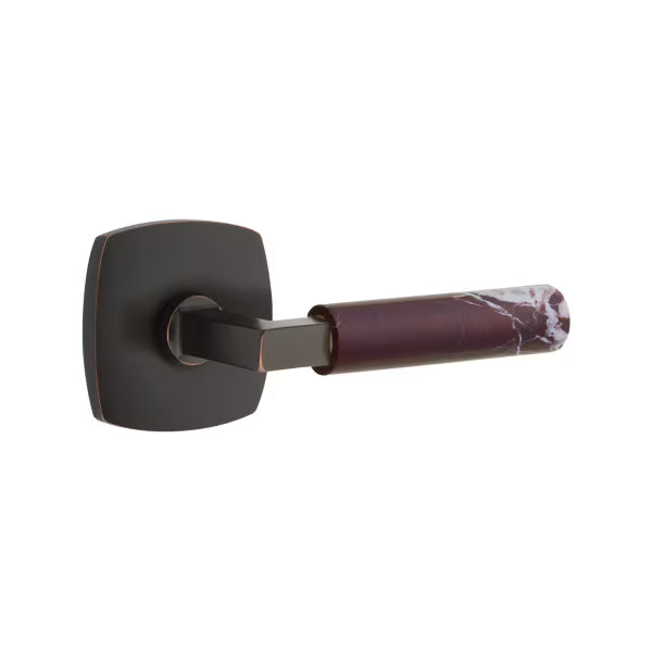 Emtek Rosso Levanto Marble Lever with Urban Modern Rosette