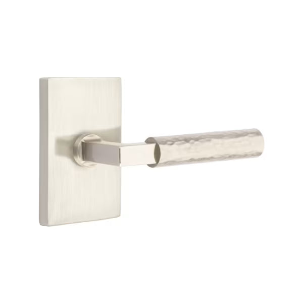 Emtek Hammered Lever with Modern Rectangular Rosette - L-Square