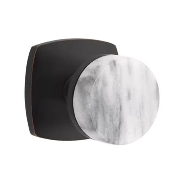 Emtek Conical White Marble Knob with Urban Modern Rosette