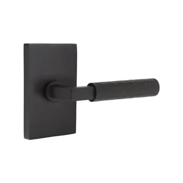 Emtek Hammered Lever with Modern Rectangular Rosette - L-Square