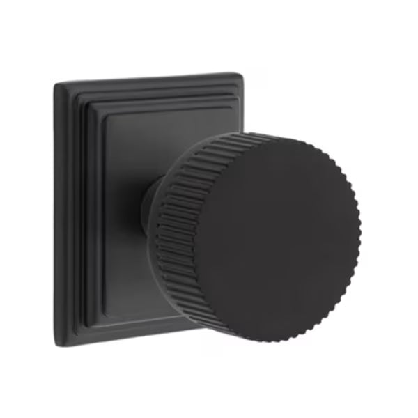 Emtek Conical Straight Knurled Knob Wilshire Rosette