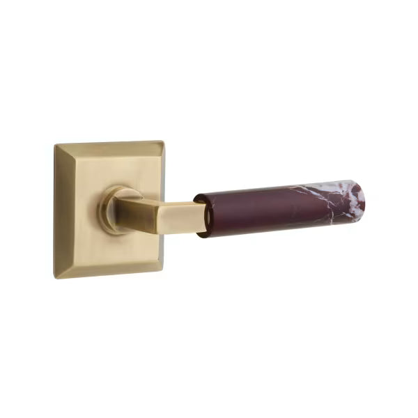 Emtek Rosso Levanto Marble Lever with Quincy Rosette