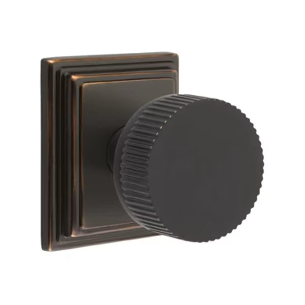 Emtek Conical Straight Knurled Knob Wilshire Rosette