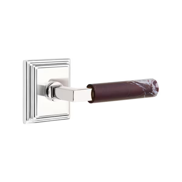 Emtek Rosso Levanto Marble Lever with Wilshire Rosette