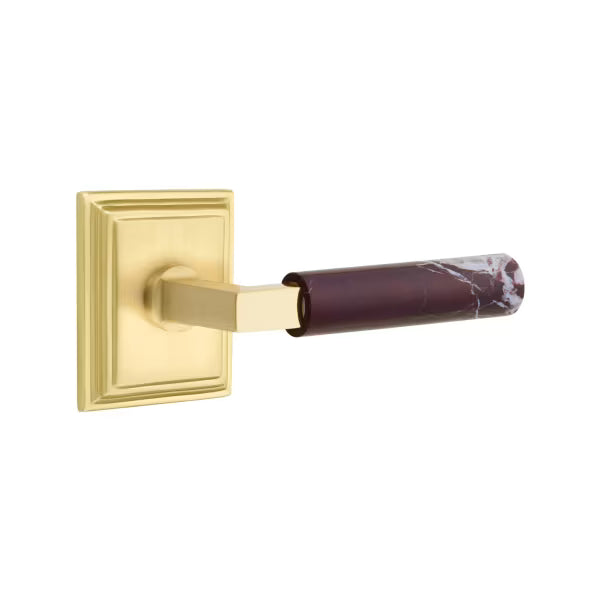Emtek Rosso Levanto Marble Lever with Wilshire Rosette